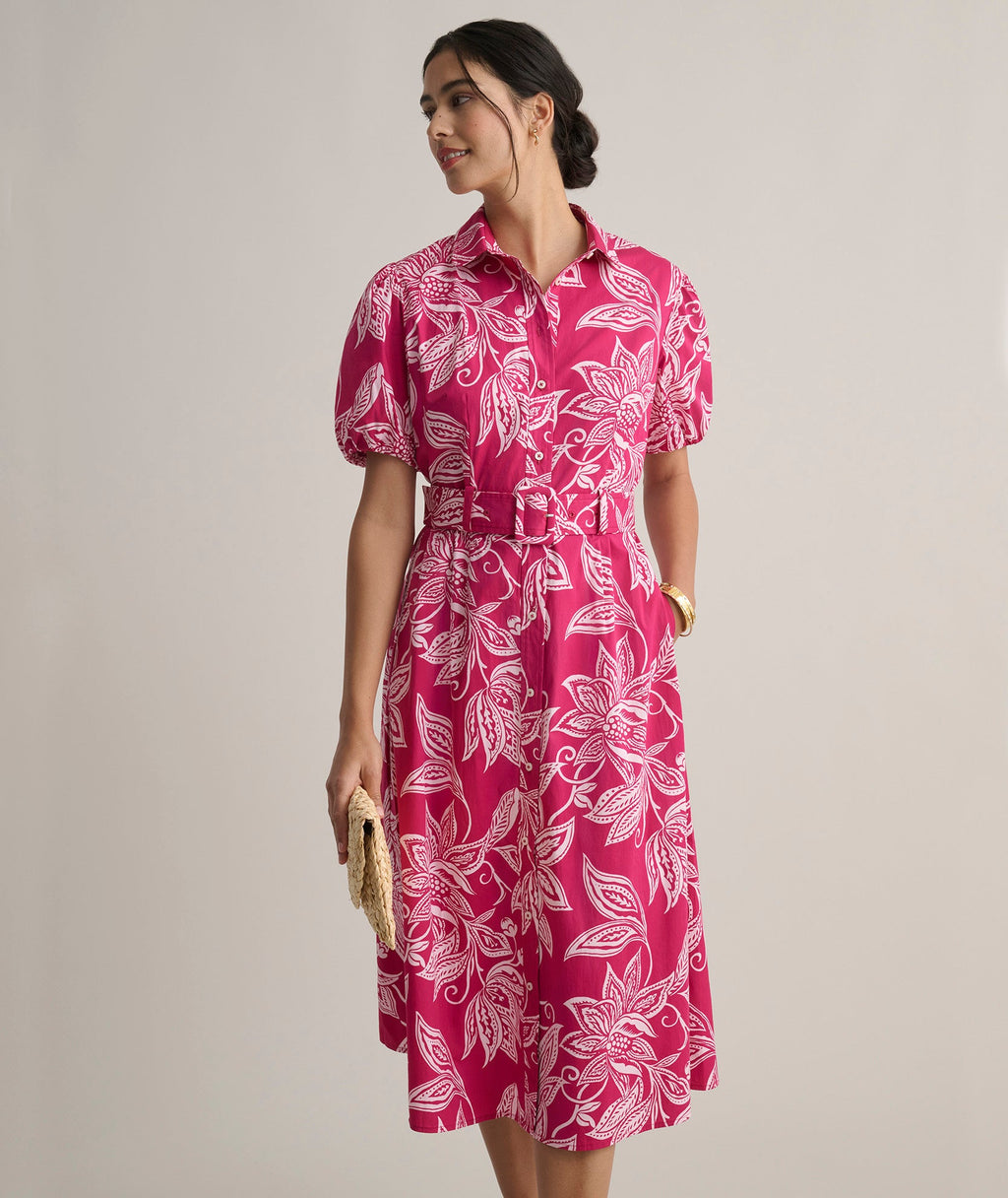 Stretch Cotton Jackie Midi Shirt Dress