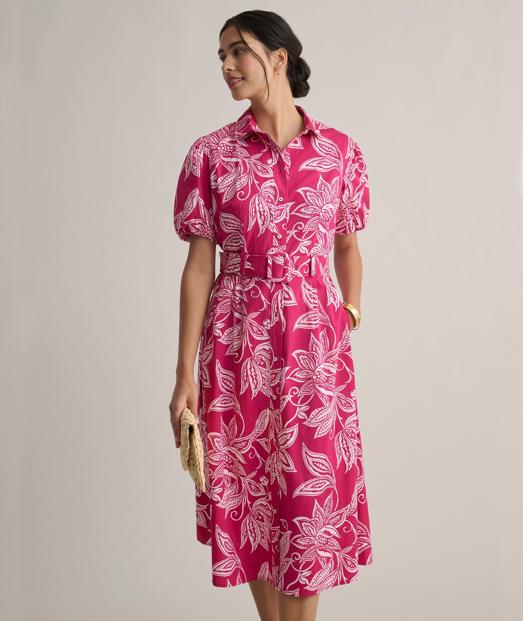 Stretch Cotton Jackie Midi Shirt Dress