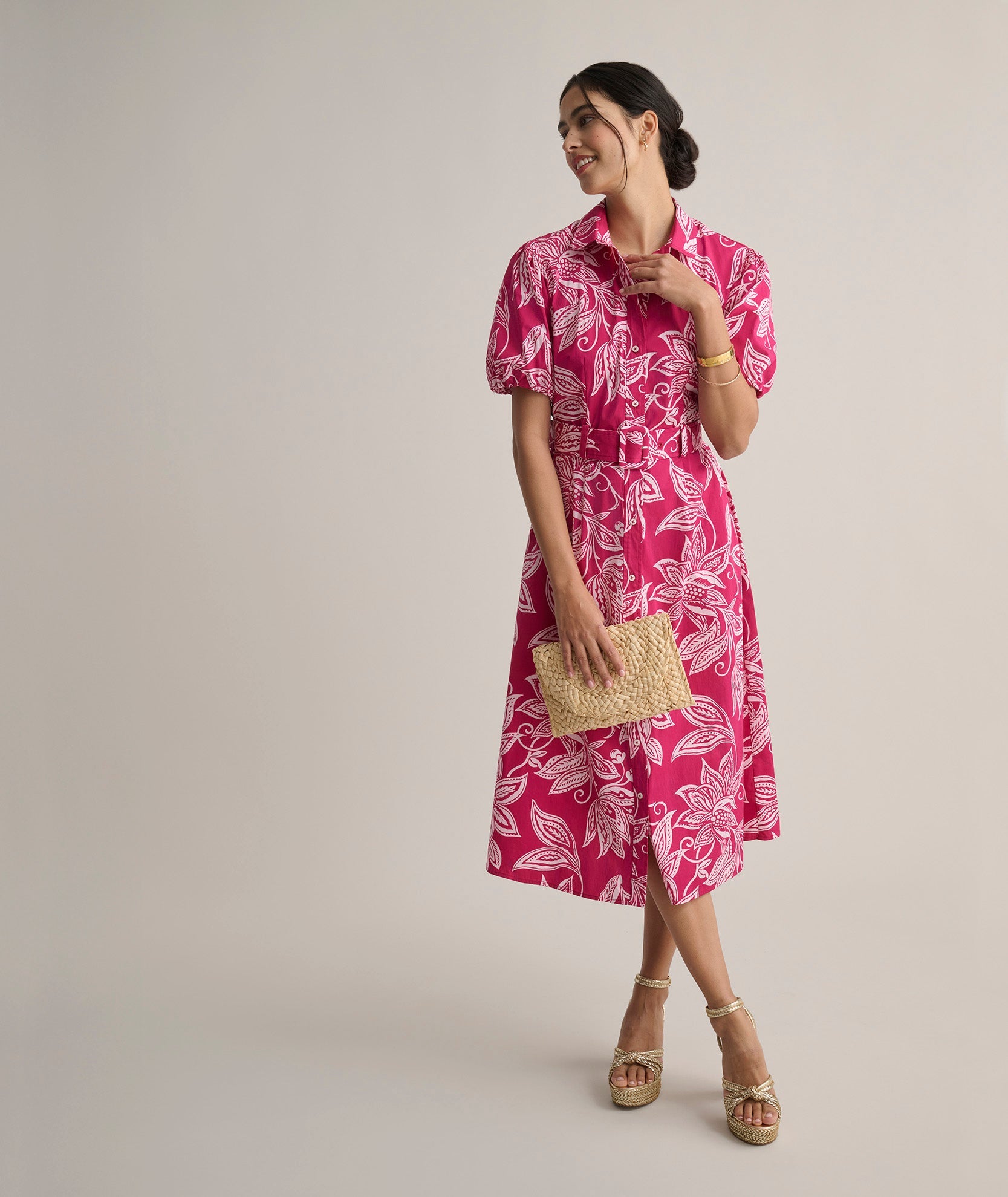Stretch Cotton Jackie Midi Shirt Dress