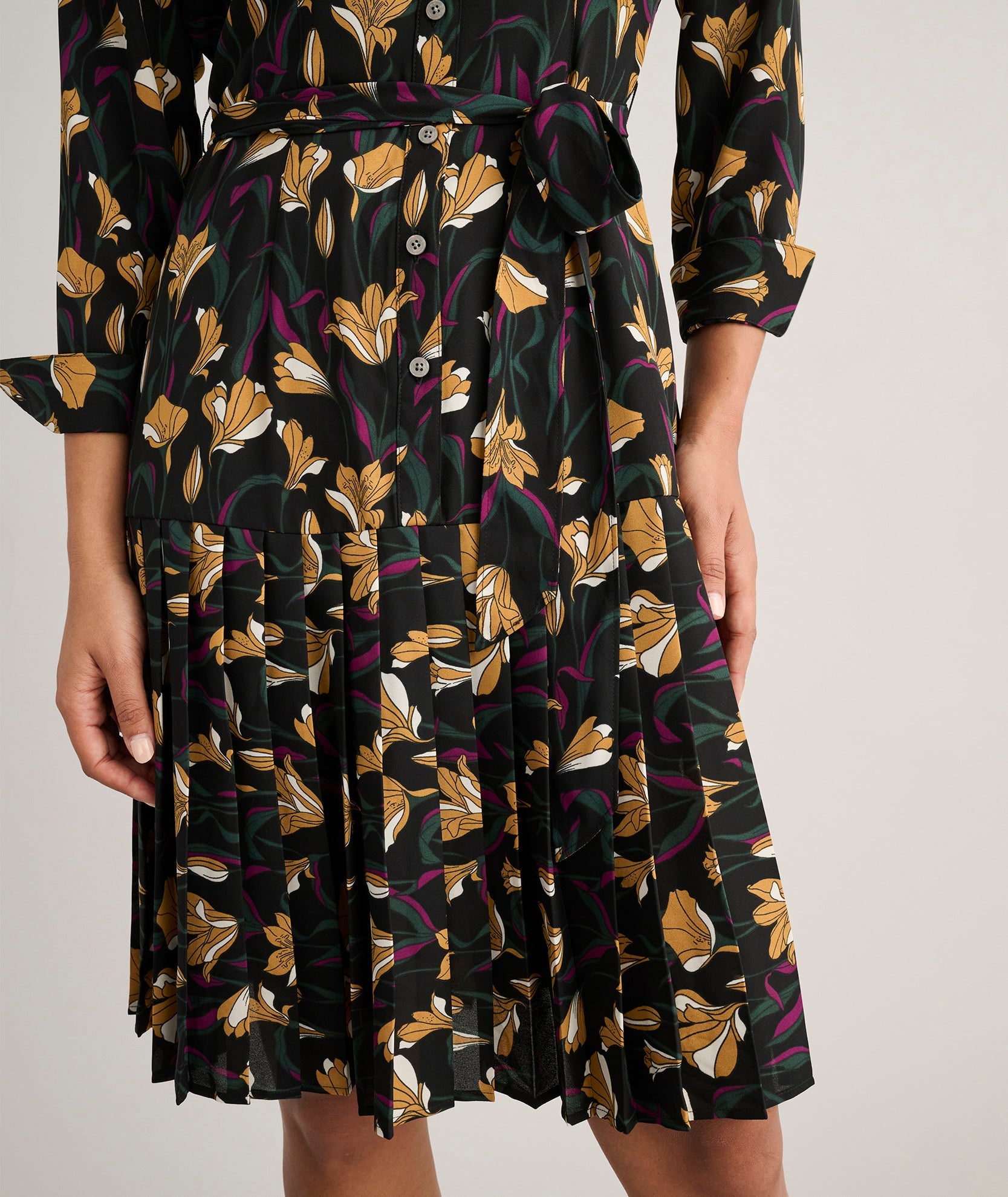 Pleated Janice Midi Shirt Dress