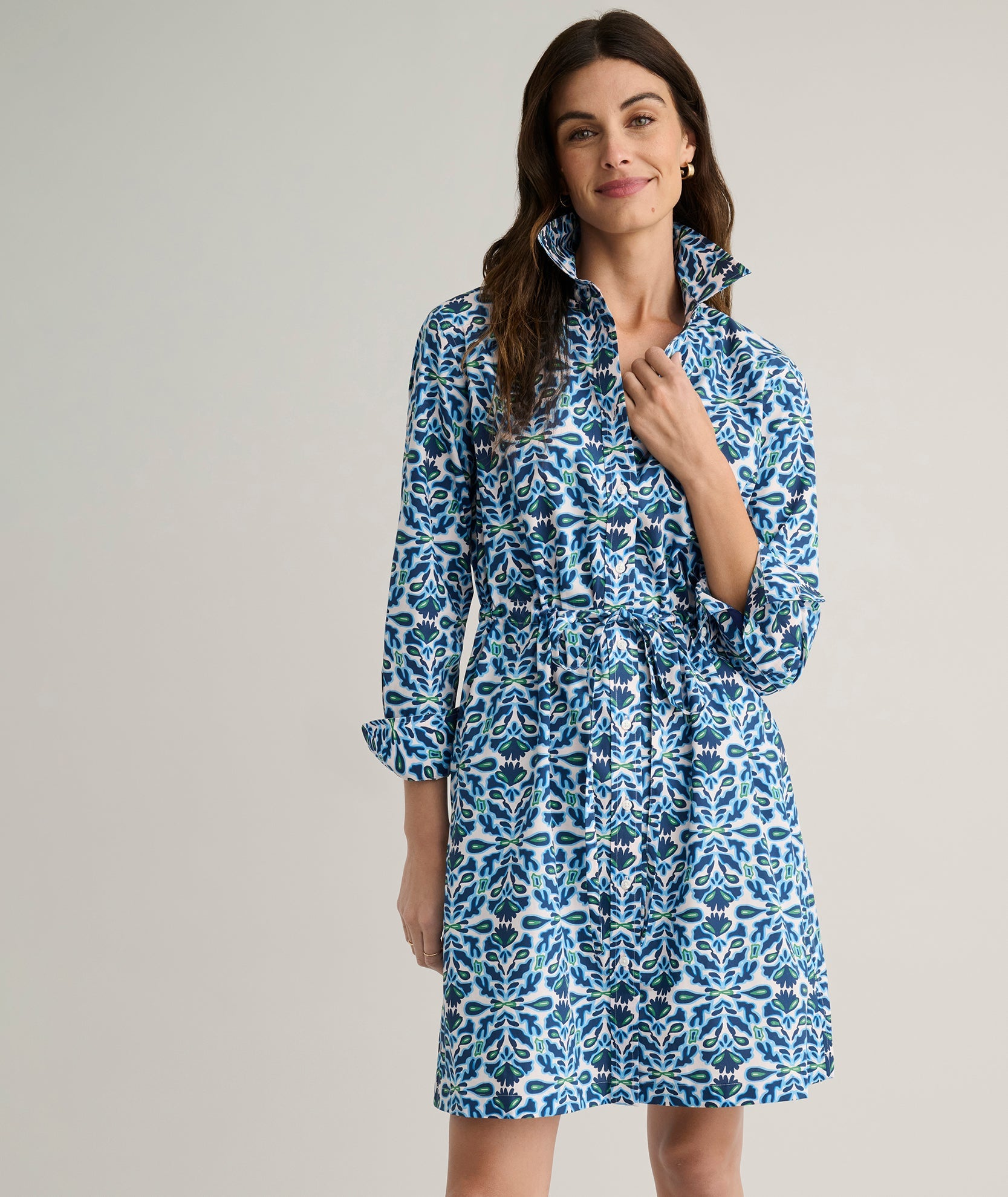 Stretch Poplin Taylor Shirtdress