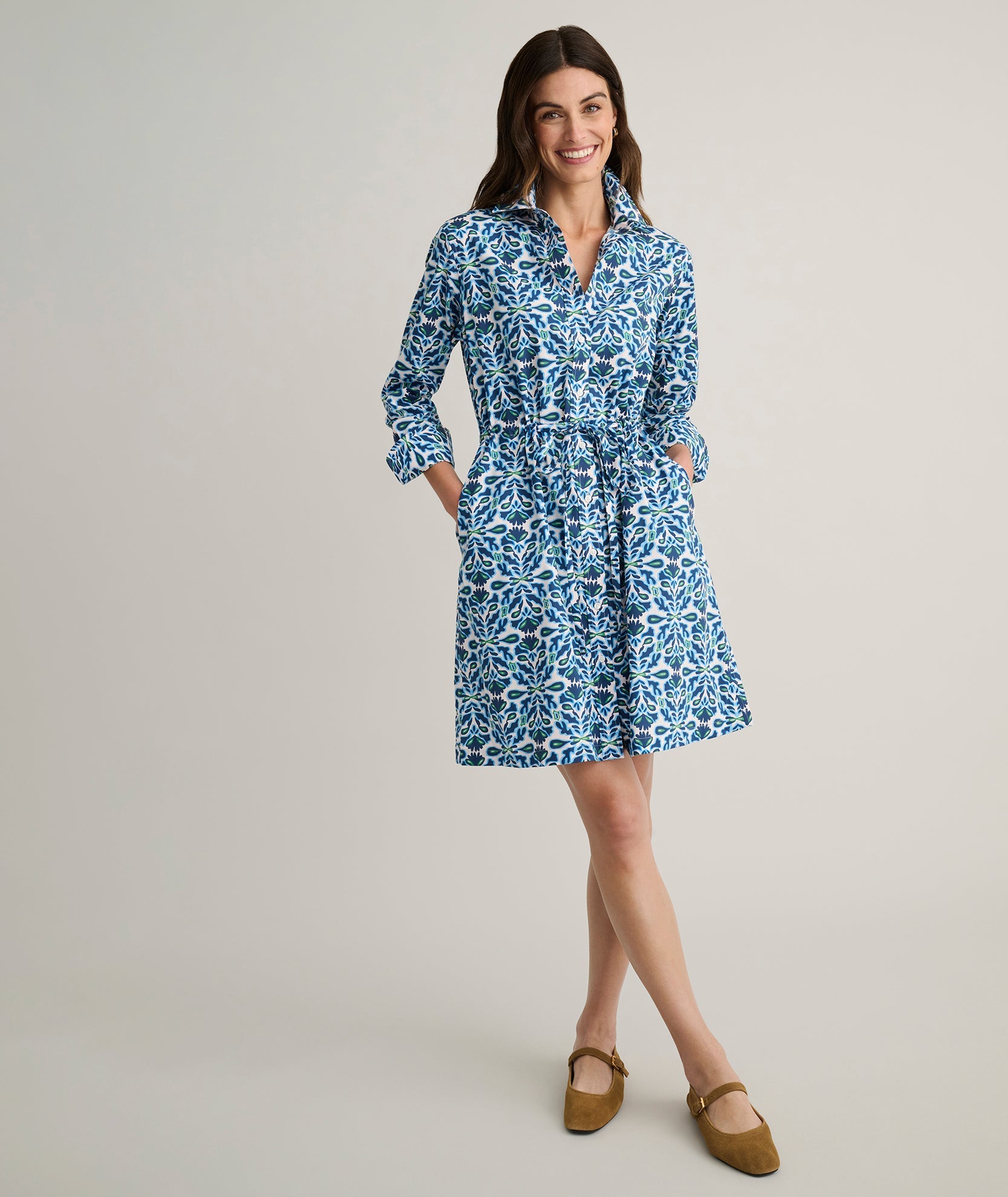 Stretch Poplin Taylor Shirtdress