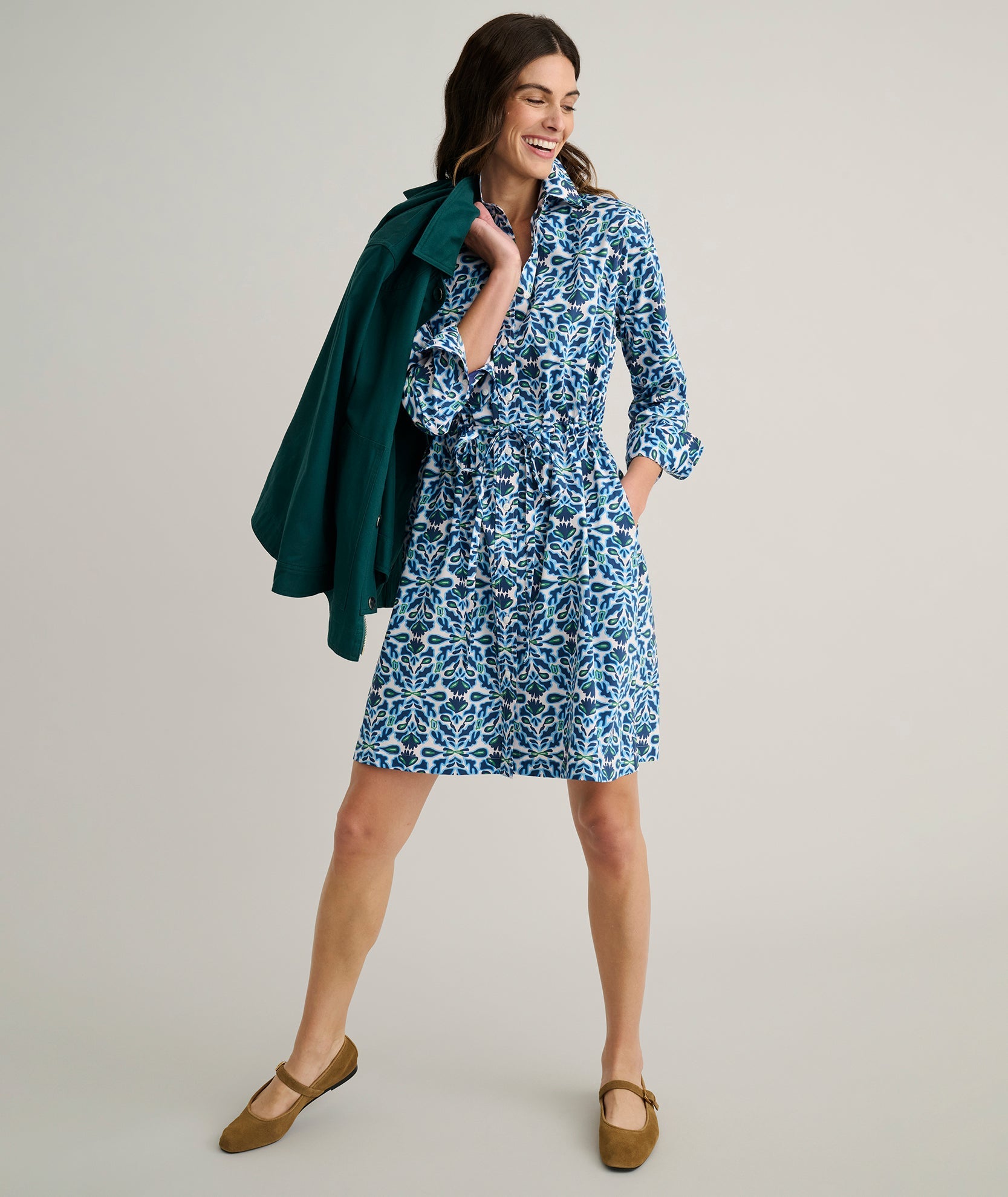 Stretch Poplin Taylor Shirtdress