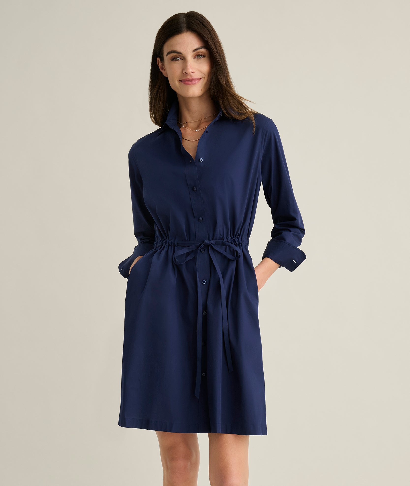 Stretch Poplin Taylor Shirtdress