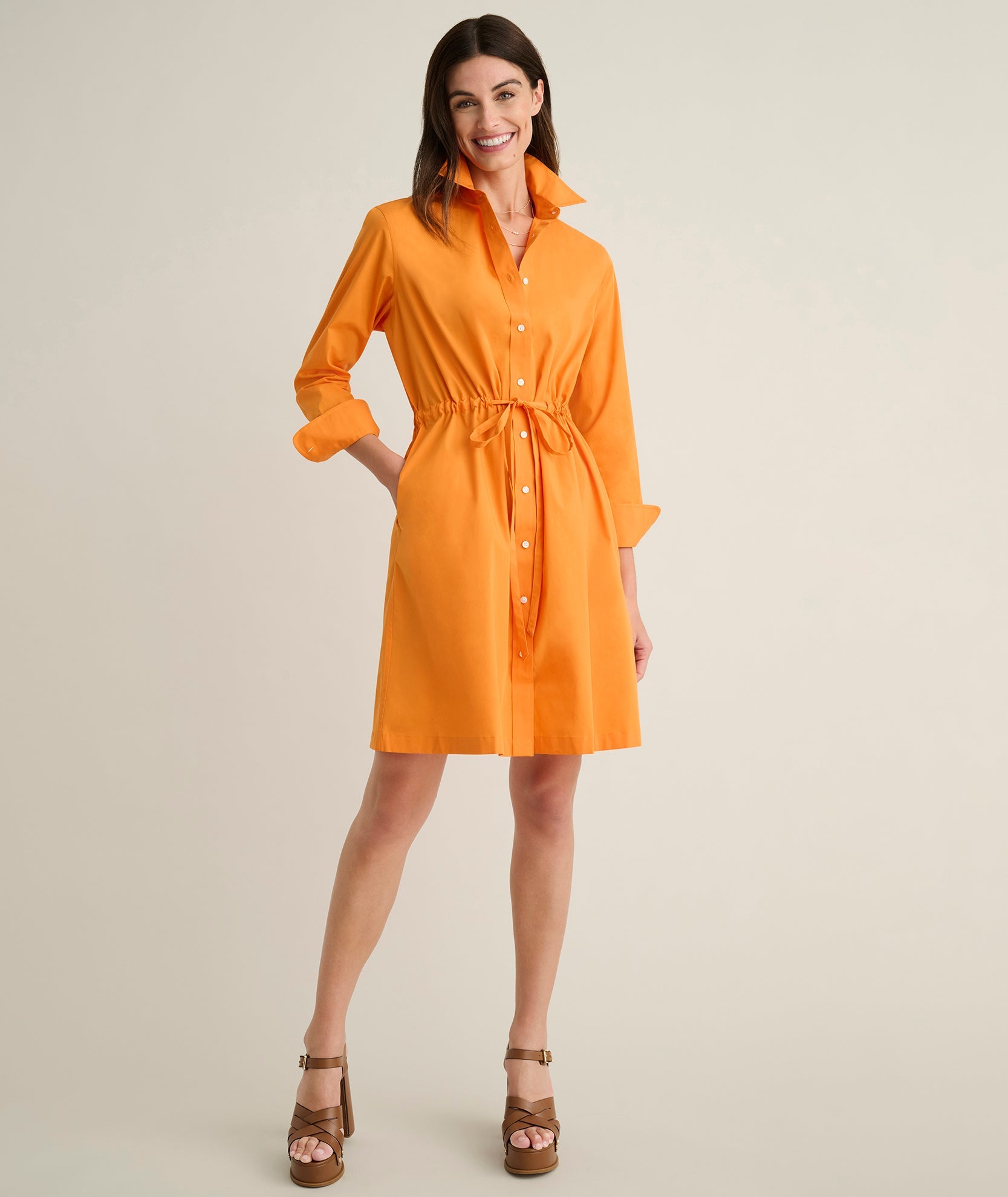 Stretch Poplin Taylor Shirtdress